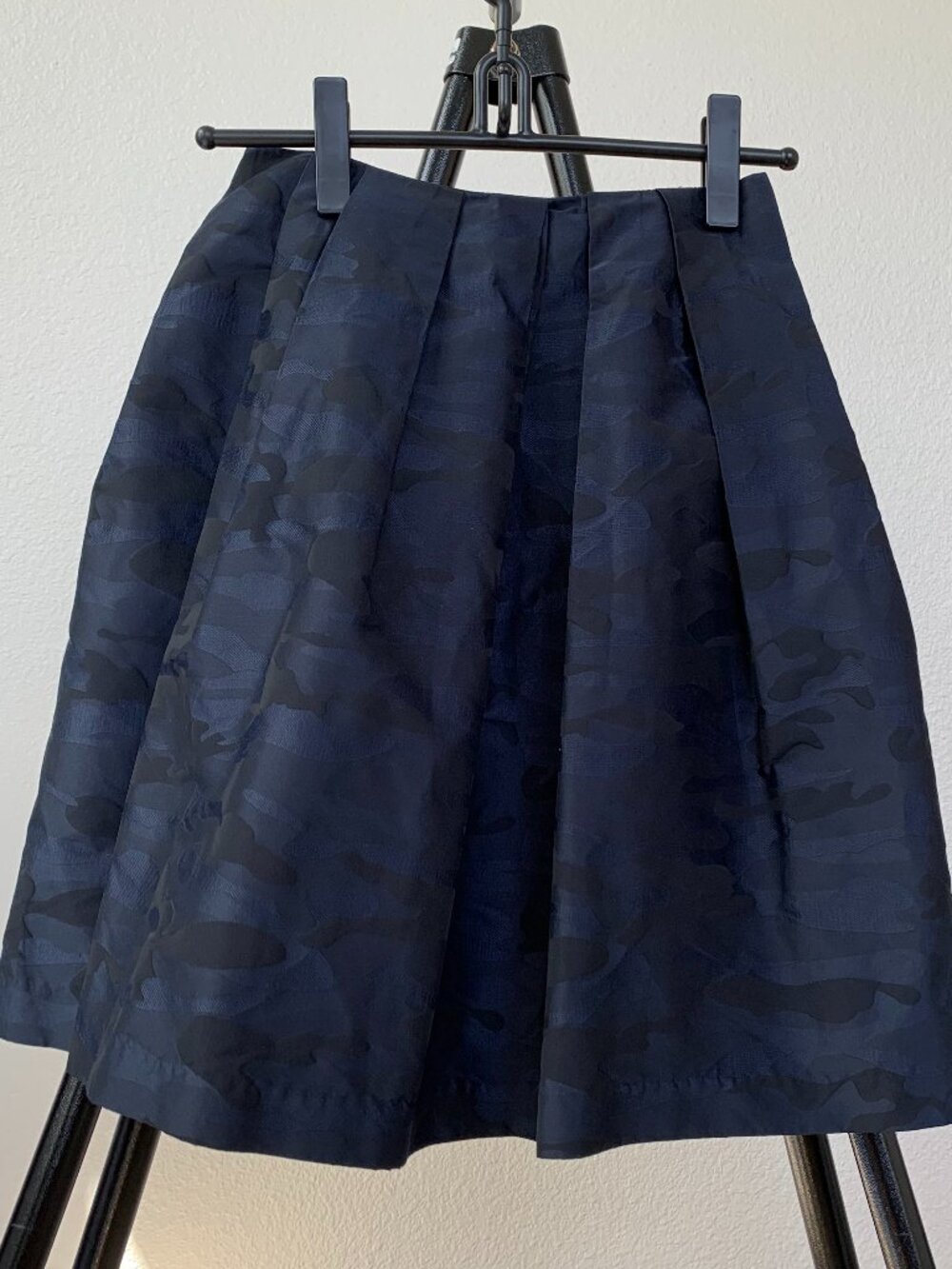 Clear Impression Navy Camouflage Pleated Flare Skirt